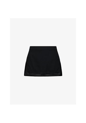 Womens Rick Owens Fog Cut-Off Wool Mini Skirt