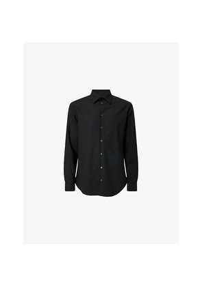 Mens Emporio Armani Logo-Embroidered Wool-Blend Shirt