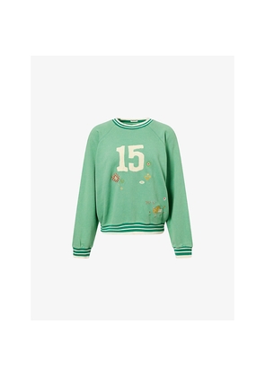 Womens Mother The Big Sport Embroidered Cotton Sweatshirt