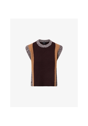 Womens Me And Em Contrast-Knit Panelled Merino-Wool Vest