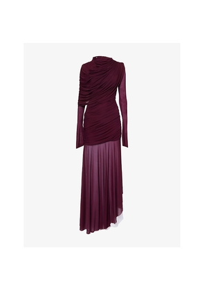 Womens Deme Isla Draped Stretch-Mesh Maxi Dress