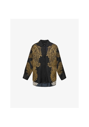 Womens Allsaints Bernie Graphic-Print Silk-Blend Shirt