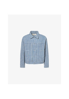 Mens Story mfg Sundae Check-Print Cotton-Knit Jacket