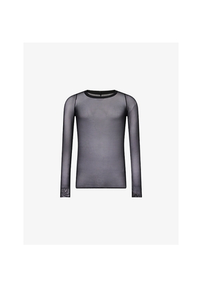 Mens Rick Owens Long-Sleeve Stretch-Mesh T-Shirt
