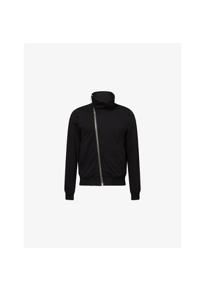 Mens Rick Owens Bauhaus Diagonal-Zip Cotton-Jersey Sweatshirt