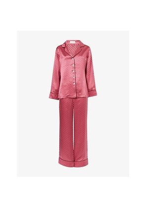 Womens Olivia Von Halle Lila Dita Geometric-Print Silk Pyjama Set