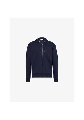 Mens Ami Paris Adc Logo-Embroidered Cotton-Jersey Hoody
