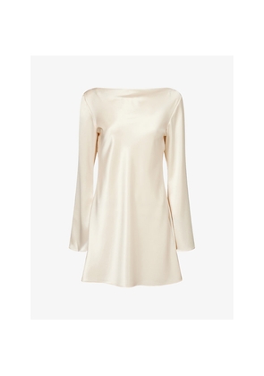 Womens Reformation Pike Bell-Sleeve Satin Mini Dress