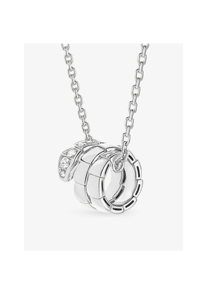 Bvlgari Serpenti Viper 18ct White Gold and 0.13ct Diamond Pendant Necklace