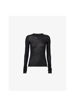 Womens Rick Owens Cropped Ribbed Knitted T-Shirt