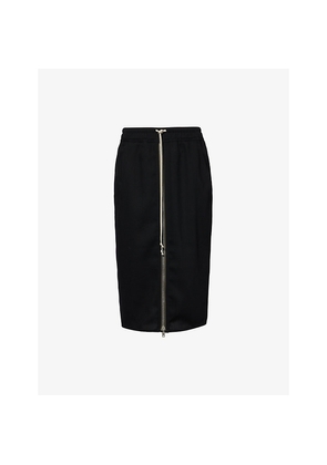 Womens Rick Owens Zip-Front Pillar Wool Midi Skirt