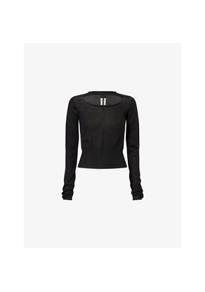 Womens Rick Owens Cut-Out Cropped Wool Top