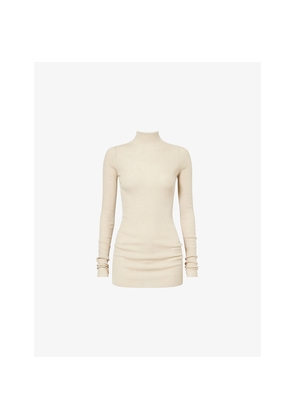 Womens Rick Owens Mock-Neck Ribbed Wool Top