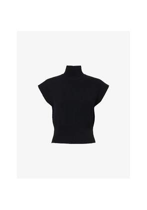 Womens Rick Owens Turtleneck Sleeveless Wool Top