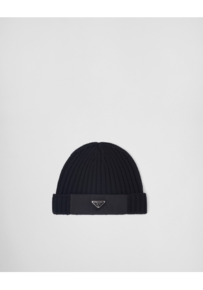 Re-Nylon gabardine and wool cap