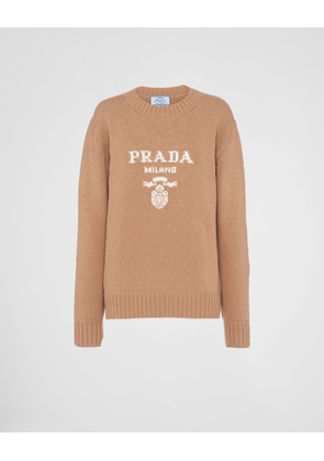 Cashmere and wool Prada logo crew-neck sweater