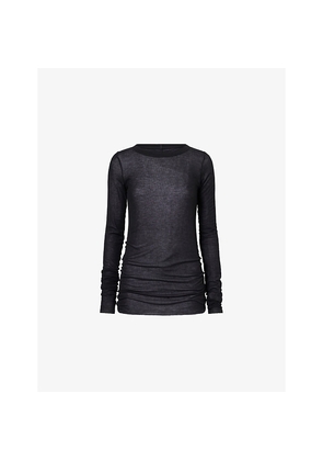 Womens Rick Owens Ribbed Long-Sleeves Knitted T-Shirt