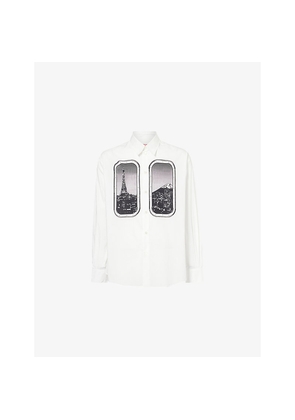 Mens Kenzo Graphic-Print Long-Sleeves Cotton-Poplin Shirt
