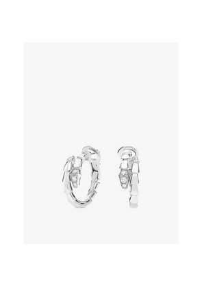 Bvlgari Serpenti Viper 18ct White Gold and 0.18ct Diamond Hoop Earrings
