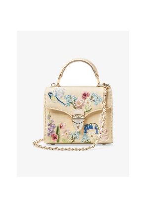 Womens Aspinal Of London Mayfair Mini Raffia and Leather Shoulder Bag