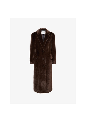Womens Stand Studio Emmie Notch-Lapels Faux-Fur Coat
