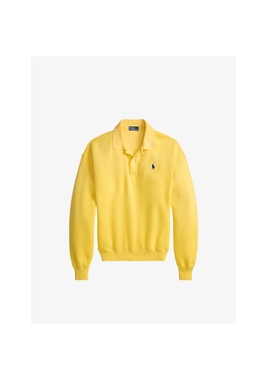 Womens Polo Ralph Lauren Brand-Embroidered Polo-Collar Cotton-Blend Sweatshirt