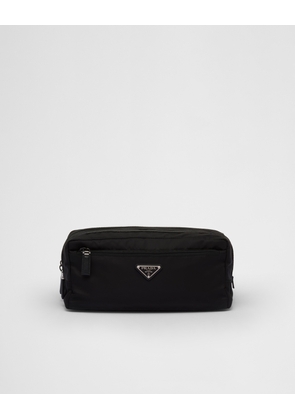 Re-Nylon and Saffiano leather travel pouch