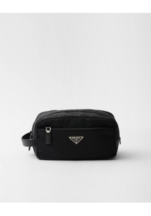 Re-Nylon and Saffiano leather travel pouch