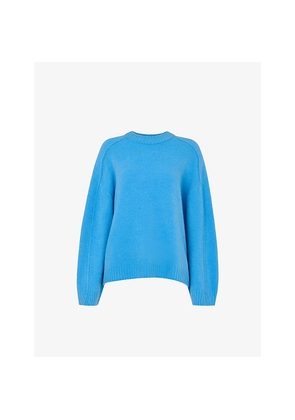 Womens Whistles Round-Neck Exposed-Seam Wool-Blend Jumper