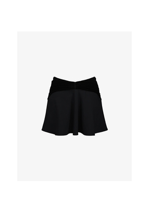 Womens House of CB Asa Flounce-Detail Georgette and Velvet Mini Skirt