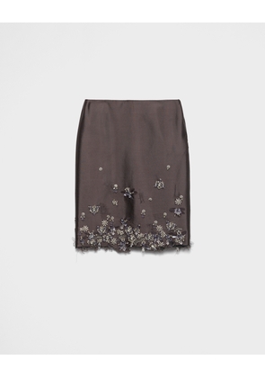 Embroidered silk and wool skirt