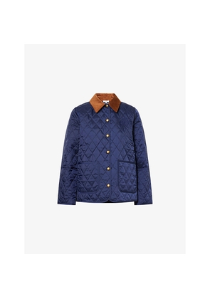 Womens Sporty & Rich Crest Embroidered-Logo Quilted Jacket