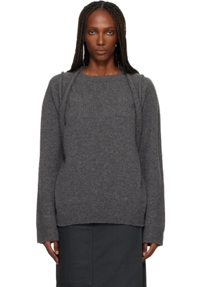 ISSEY MIYAKE Gray Backpack Knit Sweater