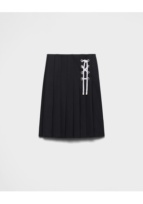Pleated gabardine midi-skirt
