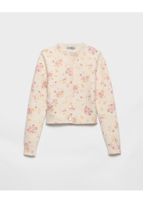 Floral print wool cardigan