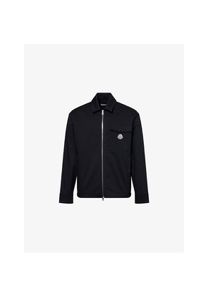 Mens Moncler Logo-Patch Zip-Through Cotton Overshirt
