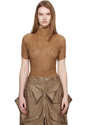 ISSEY MIYAKE Beige Chiffon Twist 3 Top
