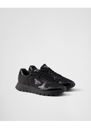 Prax 01 Re-Nylon and brushed leather sneakers