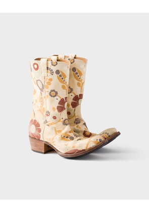 Printed fabric boots