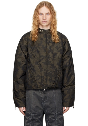 Andersson Bell Green Camouflage Lace-Up Padded Jacket