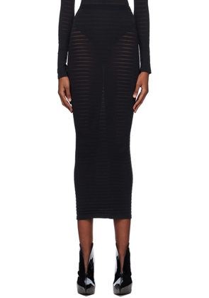 ALAÏA Black Striped Midi Skirt