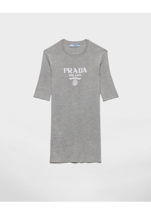 Silk crew-neck sweater with logo