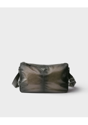 Antiqued leather zipper shoulder bag