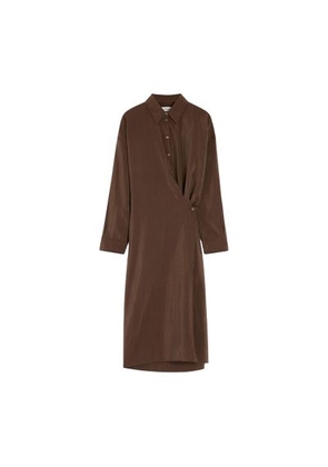 Straight collar twisted shirt dress
