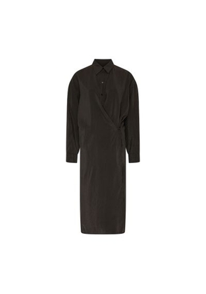 Straight collar twisted shirt dress