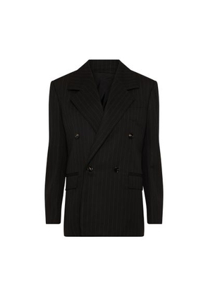 Wool shirt-jacket with fine stripes