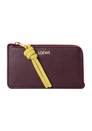 Knot shiny nappa calfskin card and coin holder