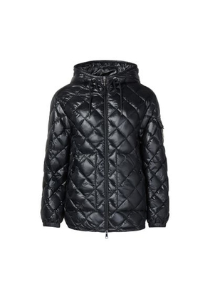 Short quilted hooded down jacket