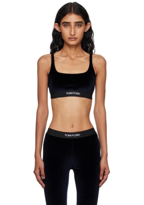 TOM FORD Navy Stretch Lustrous Velour Signature Bralette