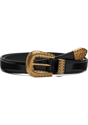 Valentino Garavani Black VLogo Signature Brushed Calfskin Belt